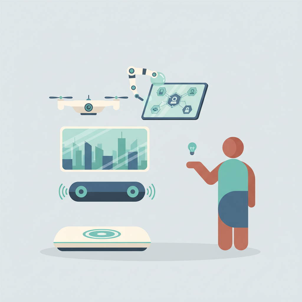 A collection of sleek, futuristic smart home devices